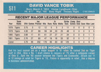 Dave Tobik  baseball card collectible - Main Image 2