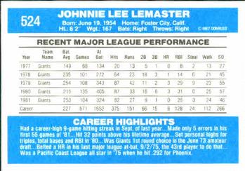 Johnnie LeMaster  baseball card collectible - Main Image 2