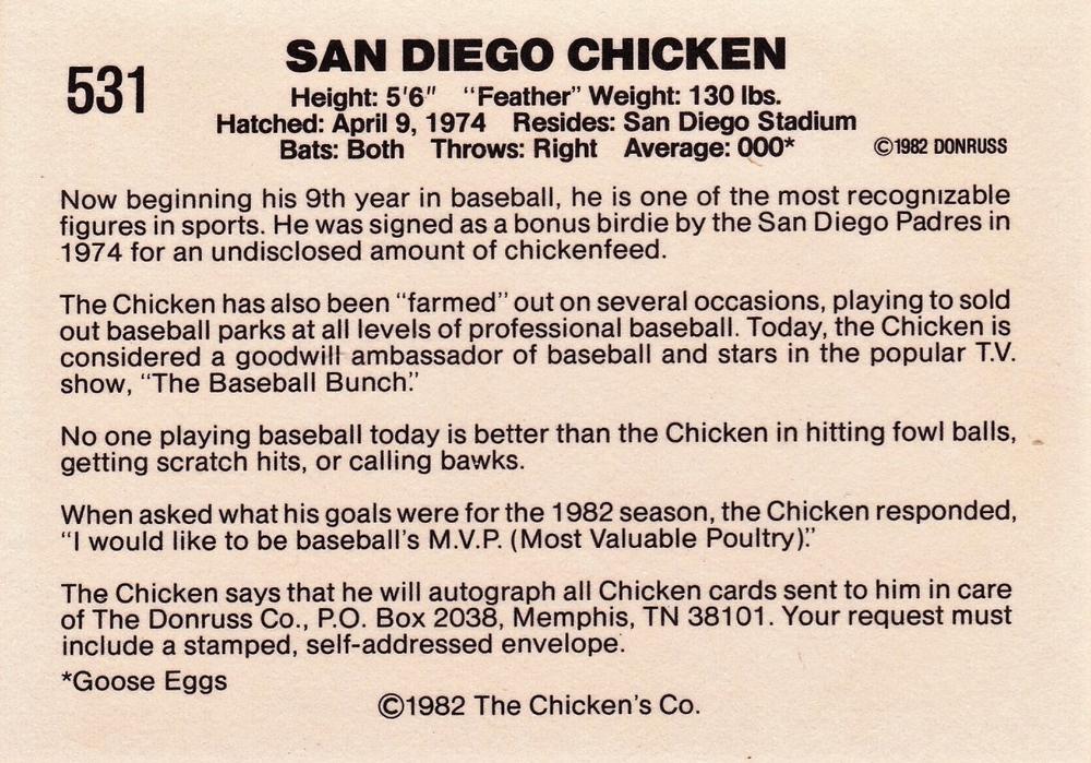 The Chicken  baseball card collectible - Main Image 2