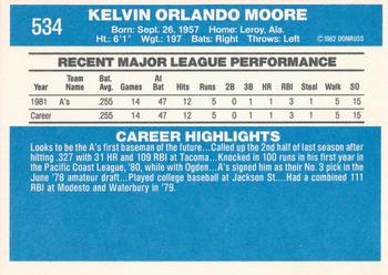 Kelvin Moore  baseball card collectible - Main Image 2
