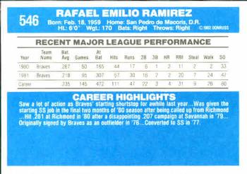 Rafael Ramirez  baseball card collectible - Main Image 2