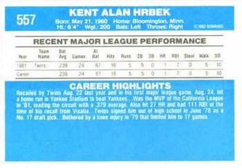 Kent Hrbek  baseball card collectible - Main Image 2