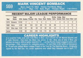 Mark Bomback  baseball card collectible - Main Image 2