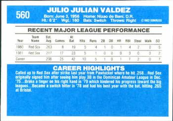 Julio Valdez  baseball card collectible - Main Image 2