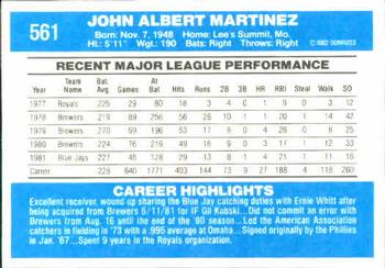 Buck Martinez  baseball card collectible - Main Image 2