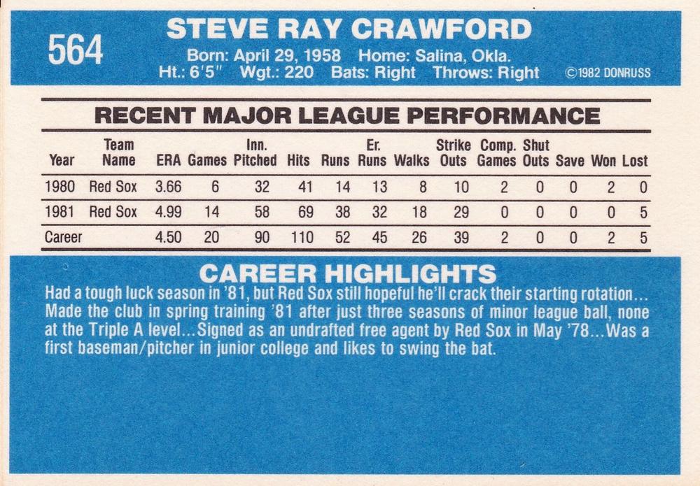Steve Crawford  baseball card collectible - Main Image 2