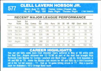 Butch Hobson  baseball card collectible - Main Image 2