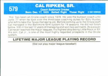 Cal Ripken, Sr.  baseball card collectible - Main Image 2