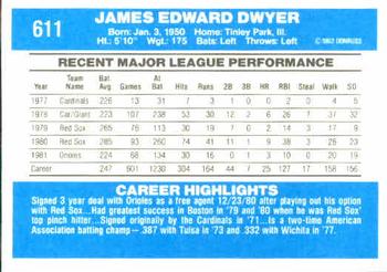 Jim Dwyer  baseball card collectible - Main Image 2