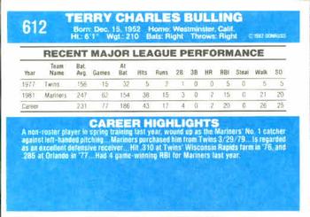 Terry Bulling  baseball card collectible - Main Image 2