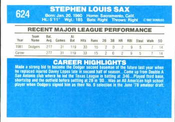 Steve Sax  baseball card collectible - Main Image 2