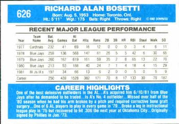 Rick Bosetti  baseball card collectible - Main Image 2