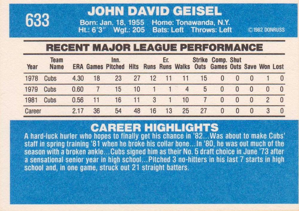 Dave Geisel  baseball card collectible - Main Image 2