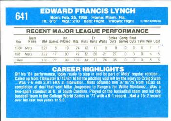 Ed Lynch  baseball card collectible - Main Image 2