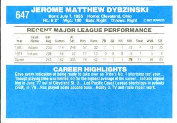 Jerry Dybzinski  baseball card collectible - Main Image 2