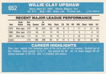 Willie Upshaw  baseball card collectible - Main Image 2