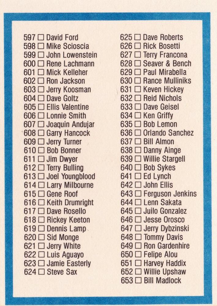 Checklist: 545-653  baseball card collectible - Main Image 2