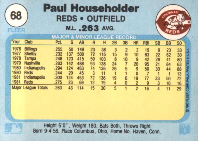 Paul Householder  baseball card collectible - Main Image 2