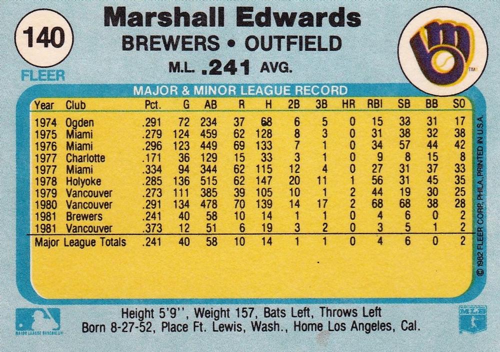 Marshall Edwards  baseball card collectible - Main Image 2