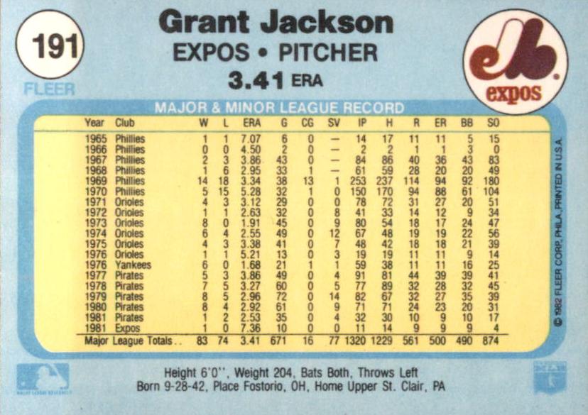 Grant Jackson  baseball card collectible - Main Image 2