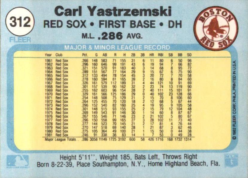 Carl Yastrzemski  baseball card collectible - Main Image 2