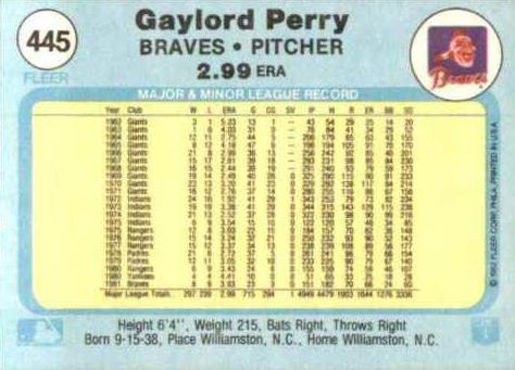 Gaylord Perry  baseball card collectible - Main Image 2