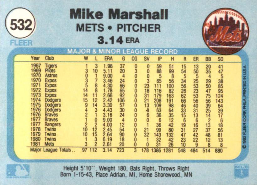 Mike Marshall  baseball card collectible - Main Image 2