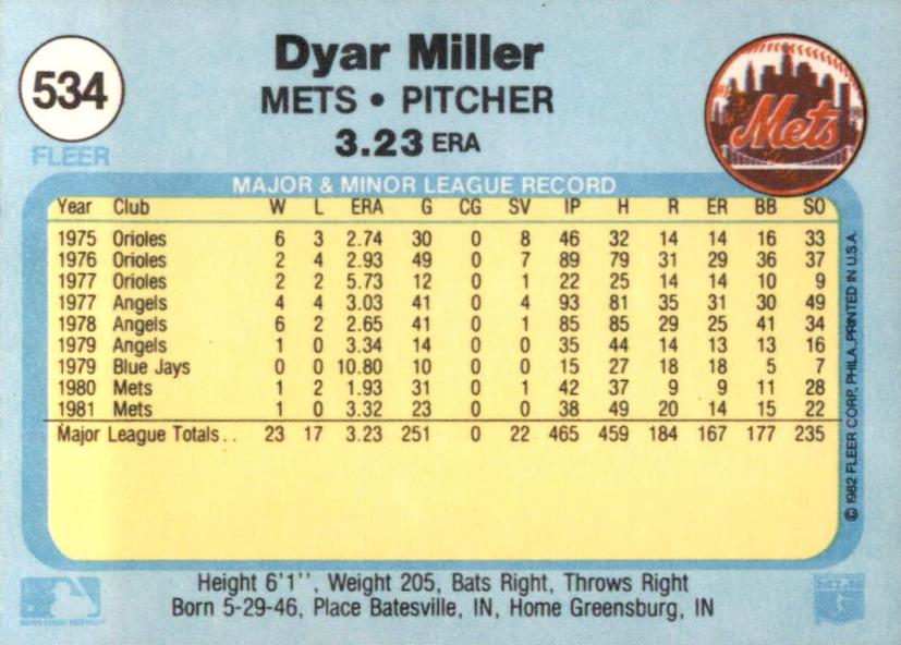 Dyar Miller  baseball card collectible - Main Image 2
