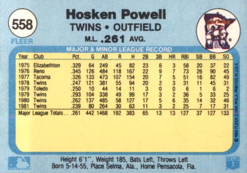 Hosken Powell  baseball card collectible - Main Image 2