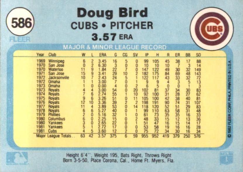 Doug Bird  baseball card collectible - Main Image 2