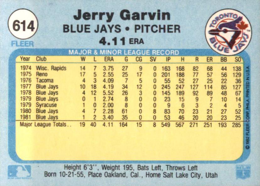 Jerry Garvin  baseball card collectible - Main Image 2