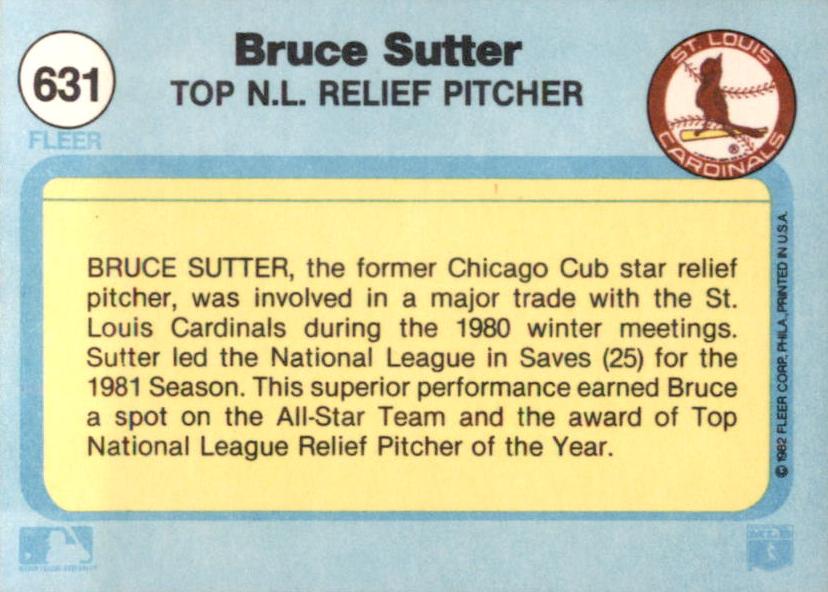 Bruce Sutter  baseball card collectible - Main Image 2