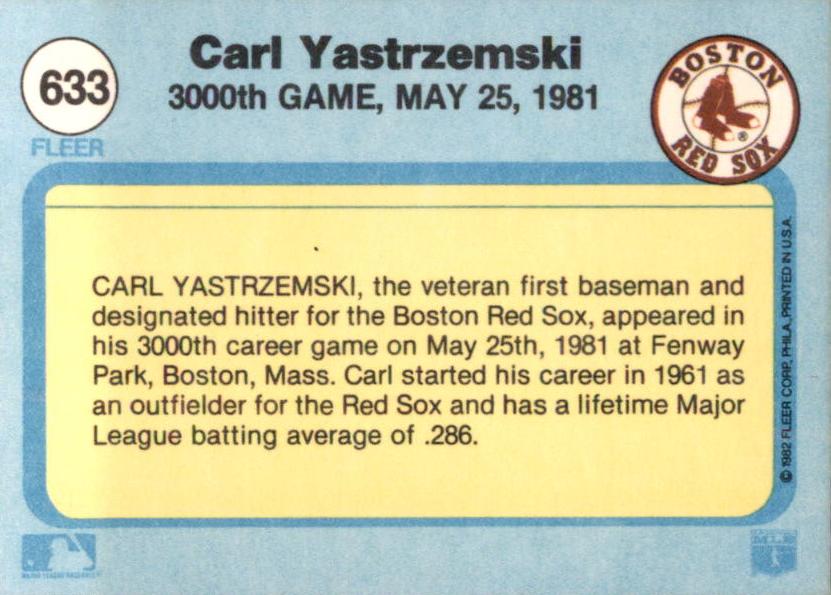Carl Yastrzemski  baseball card collectible - Main Image 2