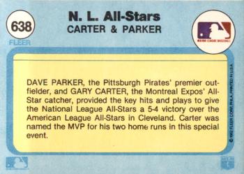 N.L. All-Stars (Gary Carter / Dave Parker)  baseball card collectible - Main Image 2