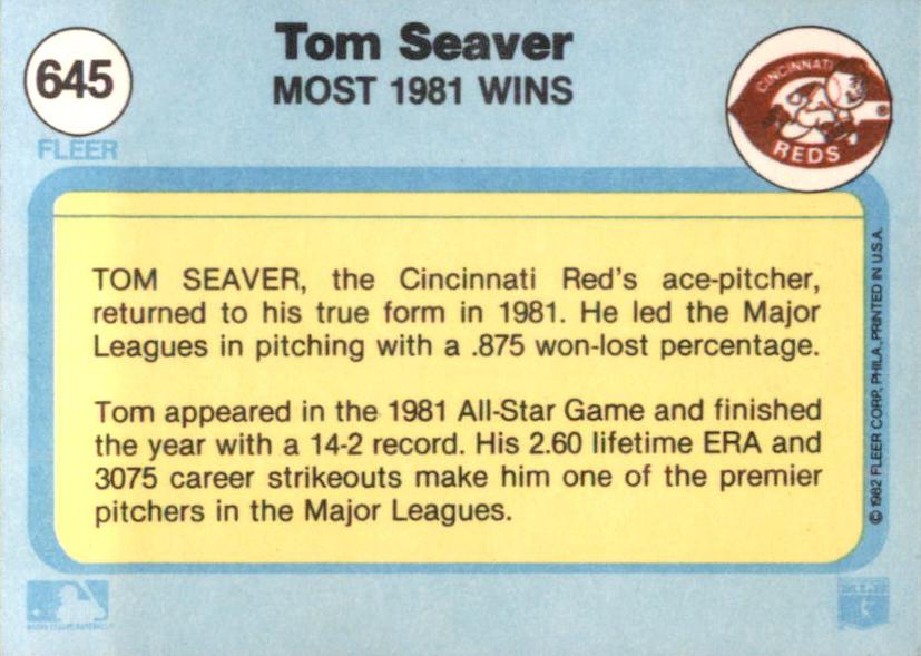 Tom Seaver  baseball card collectible - Main Image 2