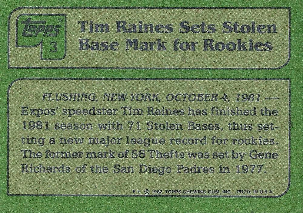 Tim Raines  baseball card collectible - Main Image 2