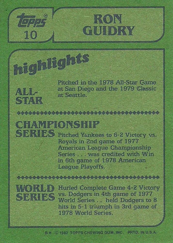 Ron Guidry  baseball card collectible - Main Image 2
