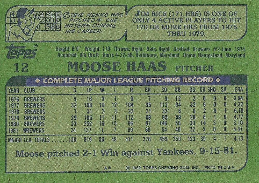 Moose Haas  baseball card collectible - Main Image 2