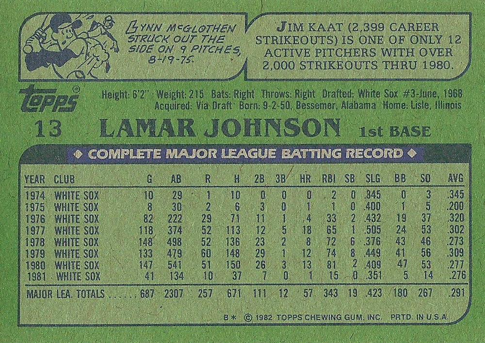 Lamar Johnson  baseball card collectible - Main Image 2