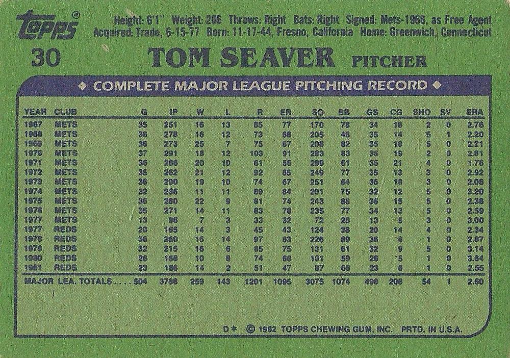 Tom Seaver  baseball card collectible - Main Image 2