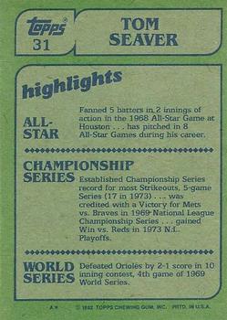 Tom Seaver  baseball card collectible - Main Image 2