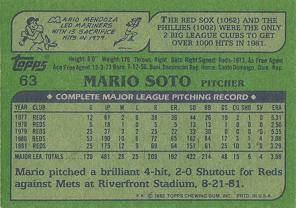 Mario Soto  baseball card collectible - Main Image 2