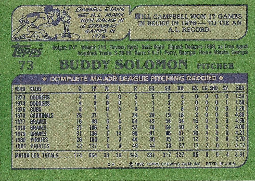 Buddy Solomon  baseball card collectible - Main Image 2
