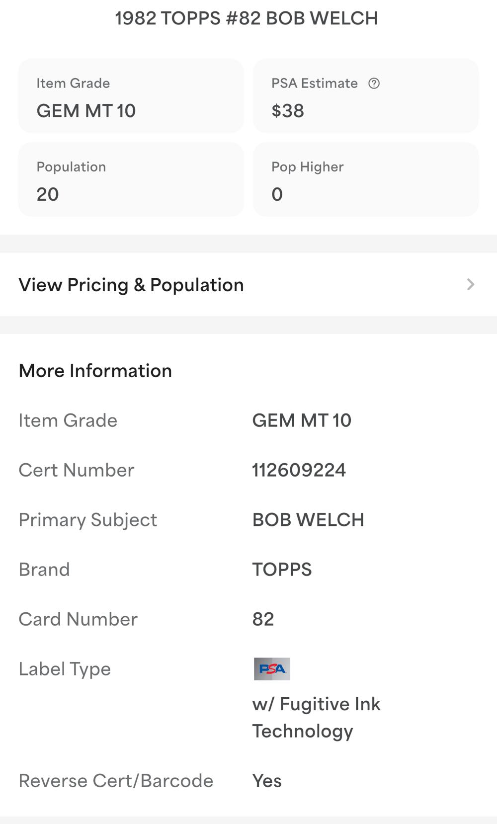 Bob Welch  baseball card collectible - Main Image 4