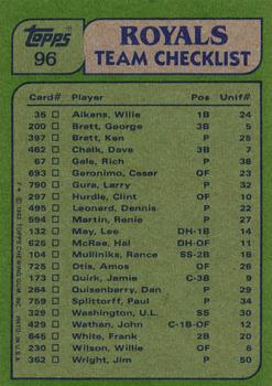 Royals Leaders / Checklist (George Brett / Larry Gura)  baseball card collectible - Main Image 2