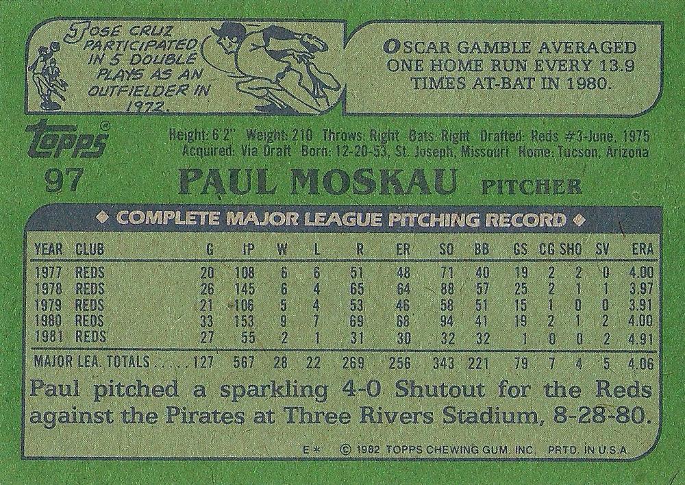 Paul Moskau  baseball card collectible - Main Image 2