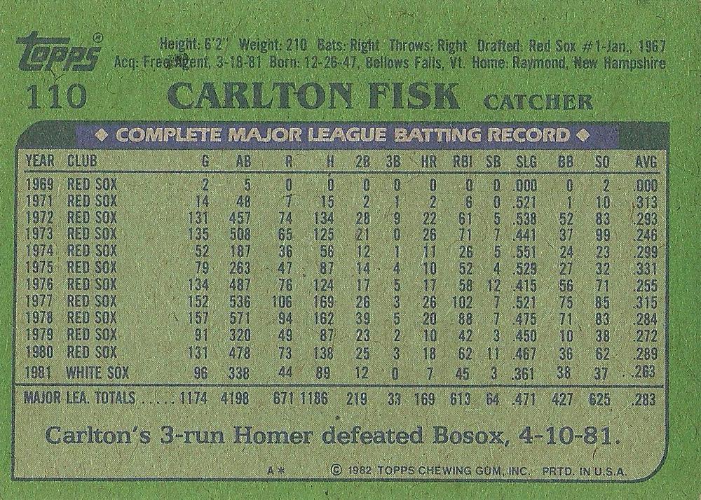 Carlton Fisk  baseball card collectible - Main Image 2