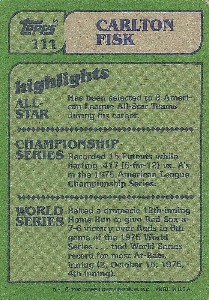 Carlton Fisk  baseball card collectible - Main Image 2