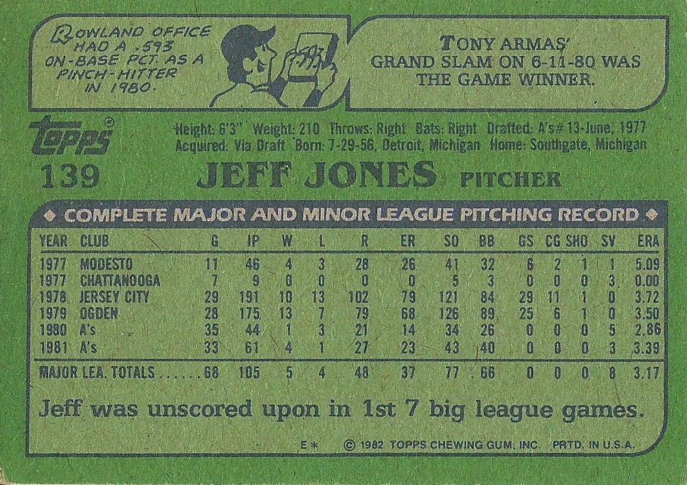 Jeff Jones  baseball card collectible - Main Image 2