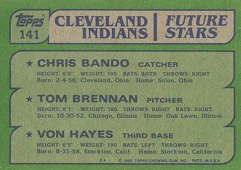 Indians Future Stars (Chris Bando / Tom Brennan / Von Hayes)  baseball card collectible - Main Image 2